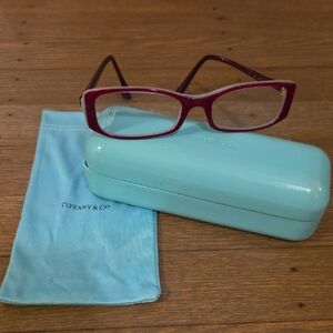 Tiffany & Co. Women's Burgundy Glasses With Case